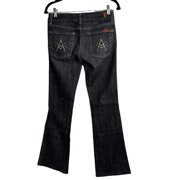 7 For All Mankind "A" Pocket Low Rise Flare Jeans Women's Size 27 U130133U-133U - Picture 6 of 12